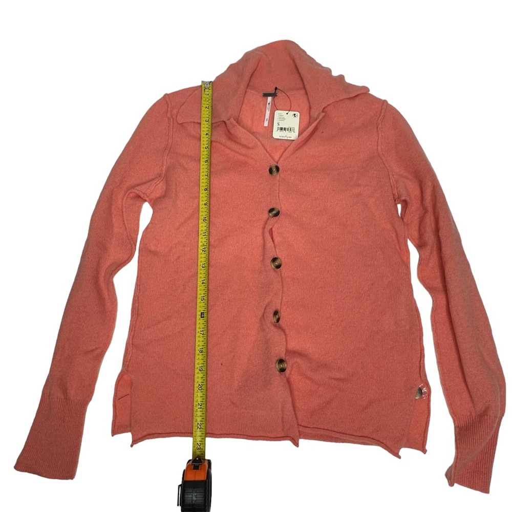 Last Day NWT Free People 100% Cashmere Paloma Cardi coral - Picture 11 of 16